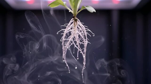 Young Green Seedling With Visible Roots Growing In Soil