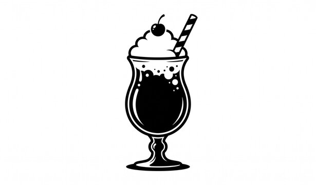 Elegant Milkshake Black Silhouette Vector Illustration