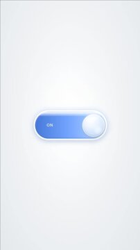Vertical Blue ON OFF Toggle Switch Animation in 4K, Minimalist Toggle Button on White Background, Power Control, Enable Disable Interface, UI UX and Digital Technology