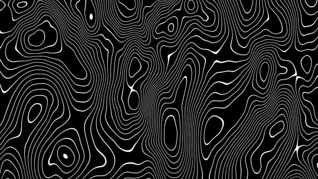 Glowing abstract topography contour lines wave animation 4k.