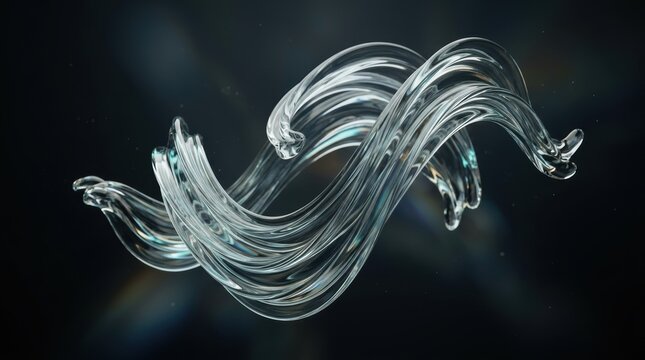 Abstract Transparent Glass Waves with Dynamic Flow and Light Reflection