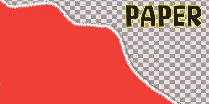 Red Torn Paper Edge with Transparent Background and Copy Space for Graphic Design Projects