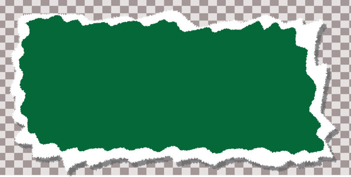 Green Paper Tear Frame with Rough Edges and Transparent Background for Creative Graphic Design Projects