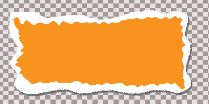 Orange Torn Paper Frame with Rough Edges and Transparent Background for Graphic Design Projects