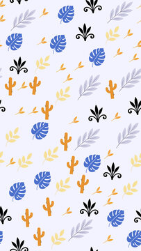 Pattern of stylized plants and cacti