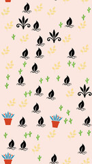 Obraz premium Stylized desert plants and leaves pattern