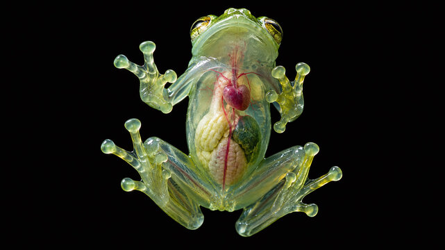 Glass frog translucent macro extreme detail dark background rare wildlife nature photography