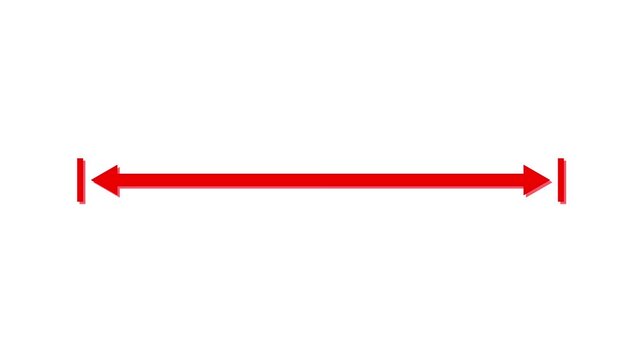 motion graphics of Measuring distance length line animation with alpha channel. Double side arrow icon animation. left and right side arrow measurement. 4 k video
