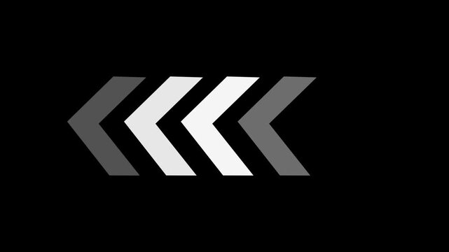 Direction concept, neon arrow icon, arrows indicate the direction. looping swipe left arrow pointing icon animation. arrow icon concept animation left to right direction looping.