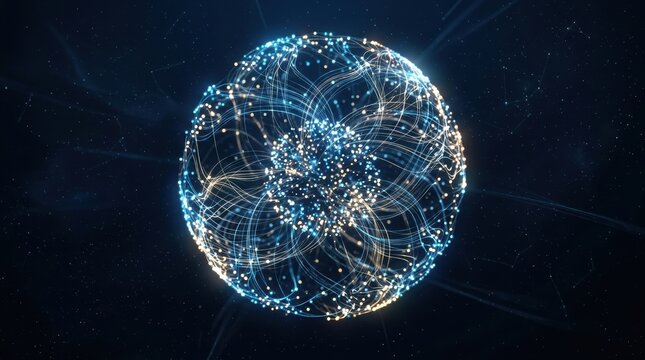 Digital Globe with Network Connections and Data Flow Representation