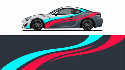 Fototapeta premium stylized racing car illustration with speed lines