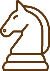Chess knight strategy icon symbolizing planning, tactics and decision making. Business strategy, leadership,  Chess Knight Minimalist Black Line Vector Icon.  Gradient chess knight piece icon  © MDParveg