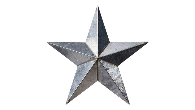 Rustic metal star isolated on transparent background,png,cutout