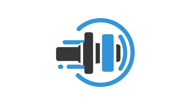 Abstract Dumbbell Icon with Sound Waves, Fitness and Audio Concept