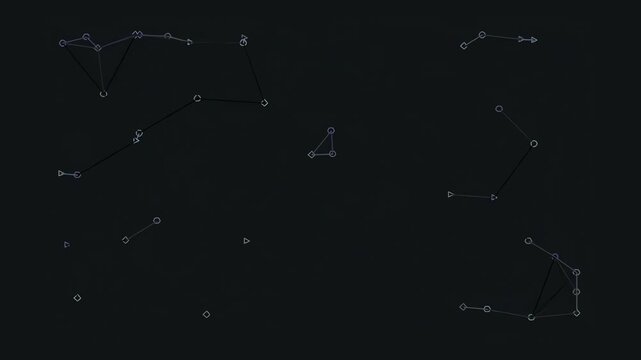 Digital connection nodes forming network patterns on black background