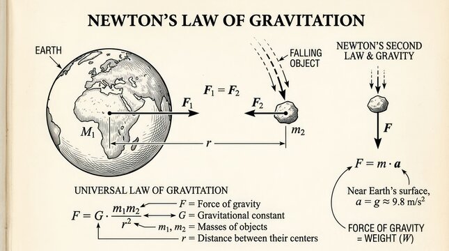 Corporate of Newton s Law of Gravitation Explaining Earth s Gravity and Universal Gravitational Formula
