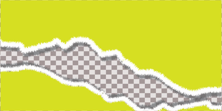 Torn Paper Border with Lime Green Texture and Transparent Checkerboard Background for Creative Graphic Design Projects