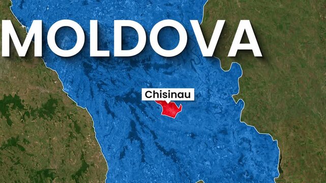 Moldova Country and Capital Chisinau Location Map Animation Footage