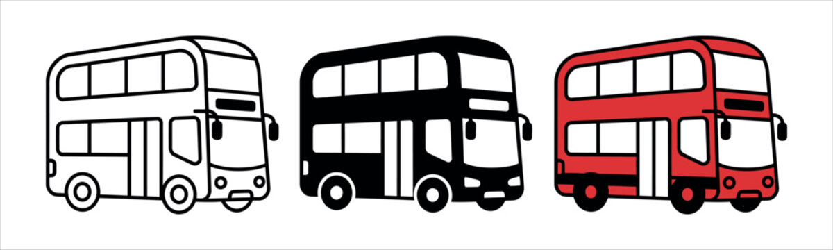 Three London double decker bus isolated on transparent background, isolated on white background, Vector