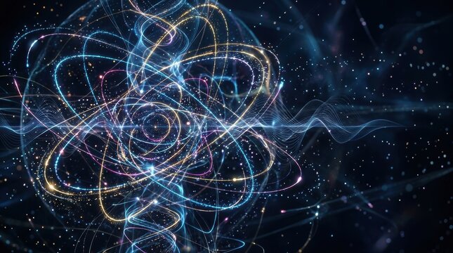 Dynamic Light Patterns and Colorful Energy Trails in Deep Space