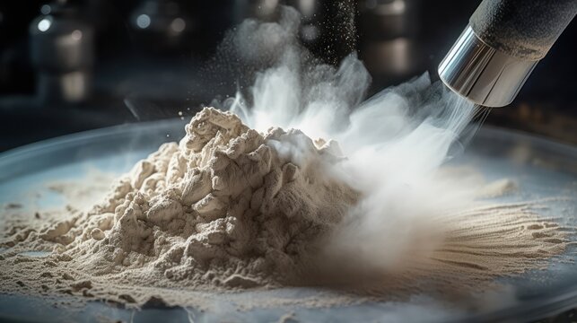 Close-up of Dry Ice Sublimating on a Pile of Powdered Substance.
