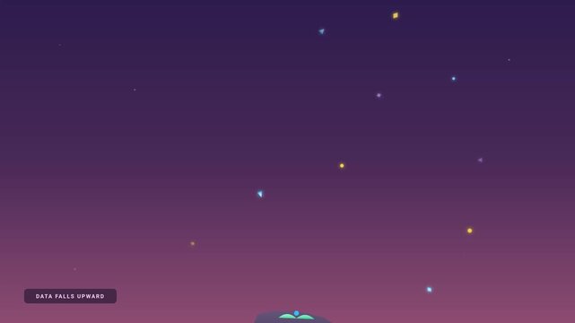 Abstract data visualization video clip showing colorful geometric shapes rising upward against purple gradient background