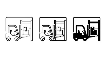 Forklift Icons Set: Warehouse Logistics, Material Handling, Industrial Operations, Vector Graphics © Dolon