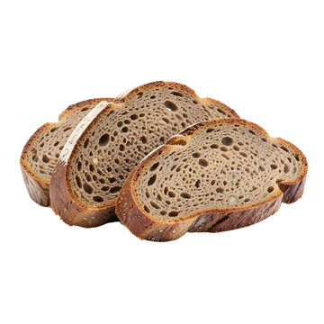 Spelt bread three crusty slices isolated