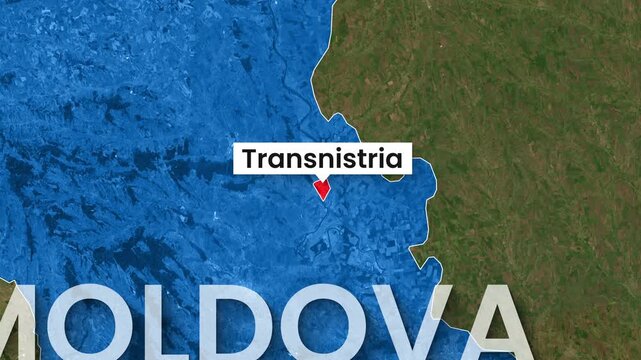Moldova Country and Transnistria Region Location Map Animation Footage