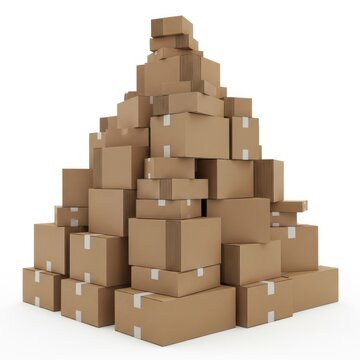 Stack of cardboard boxes pyramid structure