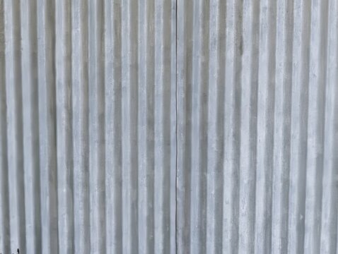 Close up of corrugated metal sheet wall