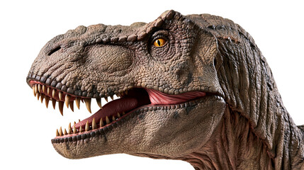 Detailed Tyrannosaurus Rex head with textured brown skin and sharp teeth © Otillie