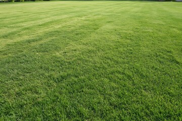 Obraz premium The Expansive Green Lawn Under Bright Sky in Park Setting