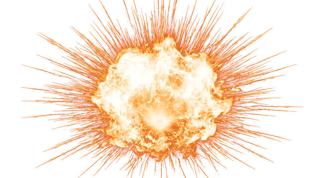 Muzzle Flash of a pistol with fiery orange flames and sparks for action effects in PNG, Transparent and Black Background Versions