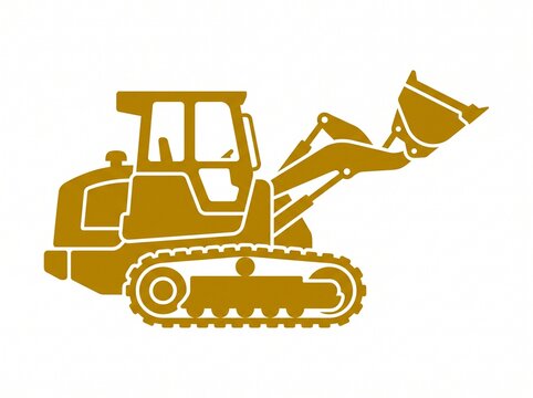 Gold bulldozer icon isolated on white background