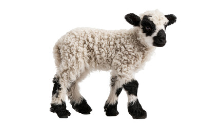 Fluffy black and white spotted lamb standing © Otillie