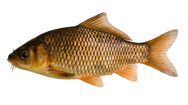 Golden common carp fish with detailed scales and fins