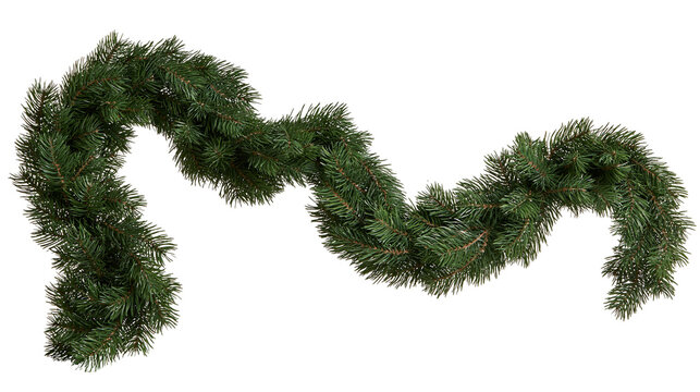 Wavy artificial pine needle Christmas garland with lush green foliage