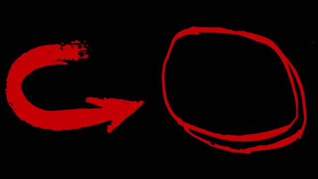 Red dashed circle animation with on a black screen.4K quality