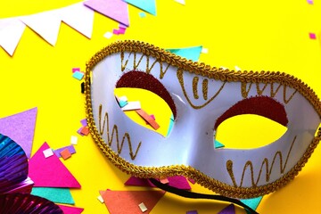 carnival vask between confetti - mardi gras banner - carnival venice - masquerade  © Adriana