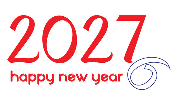 Red Elegant Happy New Year 2027 Design with Decorative Element Vector