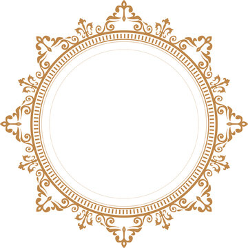 AI Generative. Luxury Gold Vintage Circular Frame Isolated Design for Elegant Certificate, Invitation, and Logo Border. 113