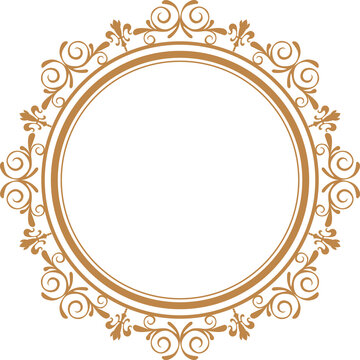 AI Generative. Luxury Gold Vintage Circular Frame Isolated Design for Elegant Certificate, Invitation, and Logo Border. 115