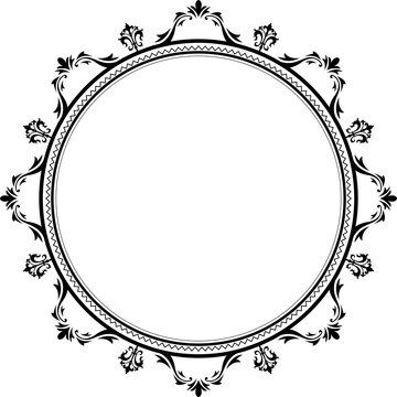 AI Generative. Luxury Black Vintage Circular Frame Isolated Design for Elegant Certificate, Invitation, and Logo Border. 120