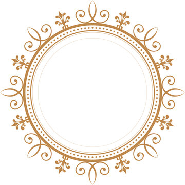 AI Generative. Luxury Gold Vintage Circular Frame Isolated Design for Elegant Certificate, Invitation, and Logo Border. 121