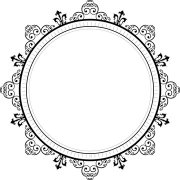 AI Generative. Luxury Black Vintage Circular Frame Isolated Design for Elegant Certificate, Invitation, and Logo Border. 122