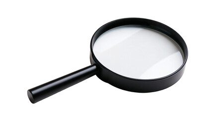 Black handheld magnifying glass with circular lens and plastic handle © Cressida
