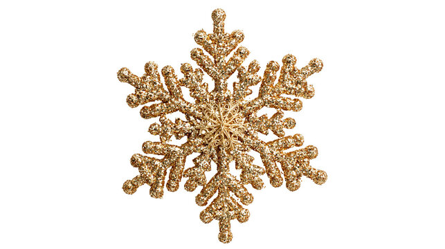 Sparkling gold glitter snowflake Christmas ornament decoration