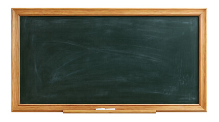 Rectangular green chalkboard with wooden frame and white chalk piece © Cressida