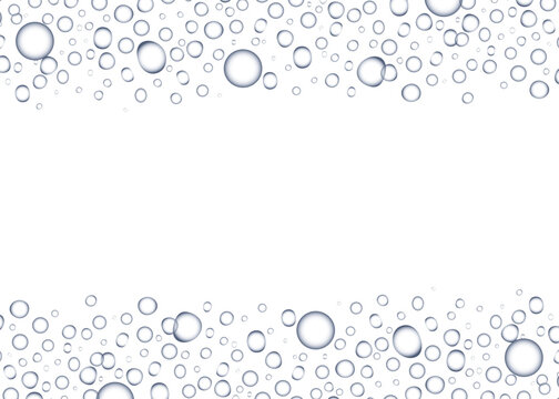 water droplets horizontal round transparent bubbles border